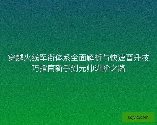 穿越火线军衔体系全面解析与快速晋升技巧指南新手到元帅进阶之路