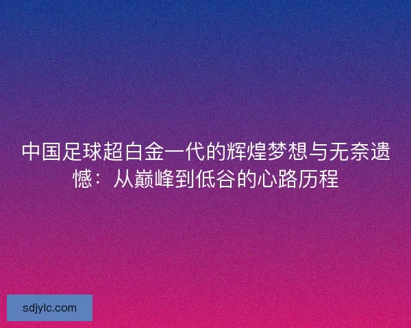 中国足球超白金一代的辉煌梦想与无奈遗憾：从巅峰到低谷的心路历程